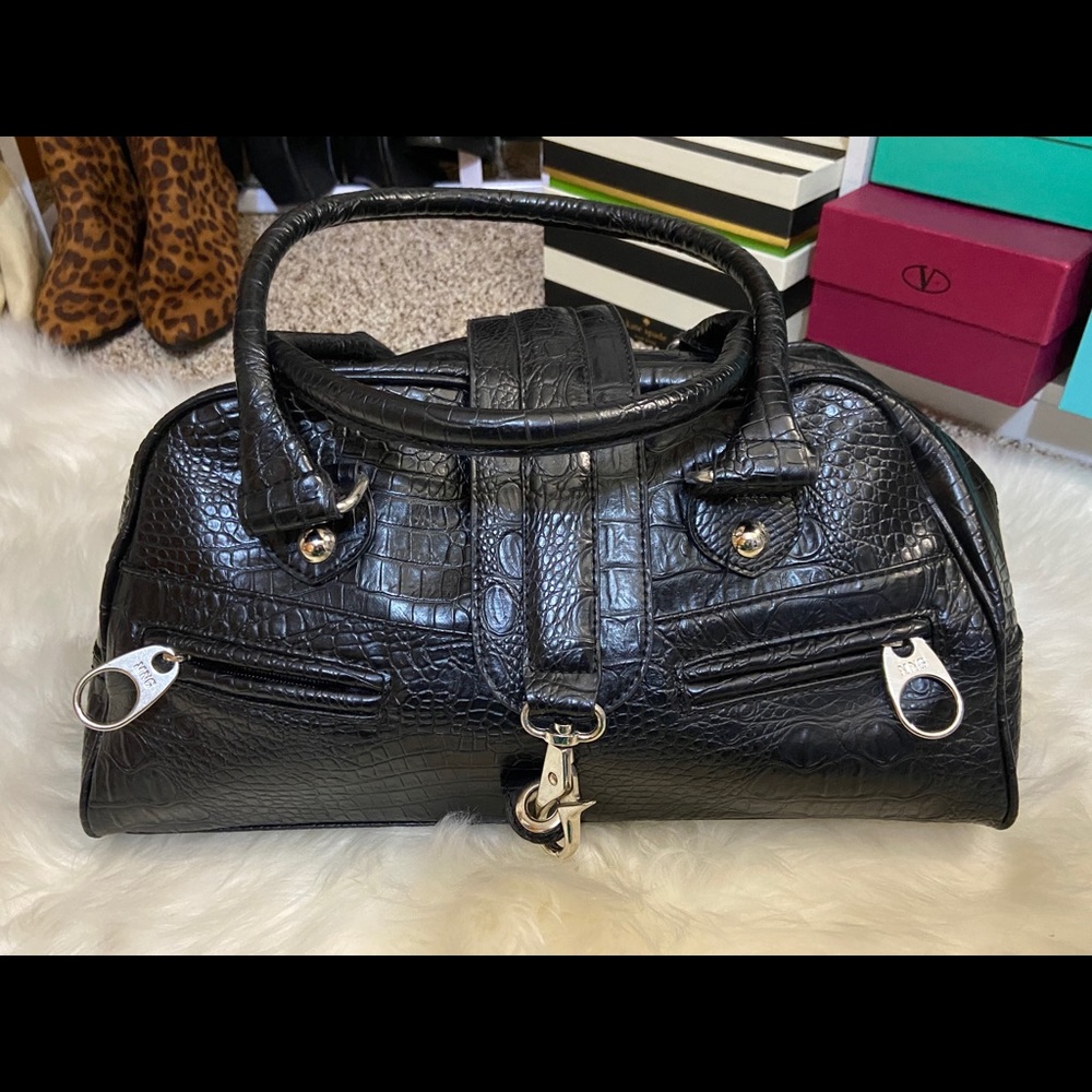 MNG faux crocodile leather bag
